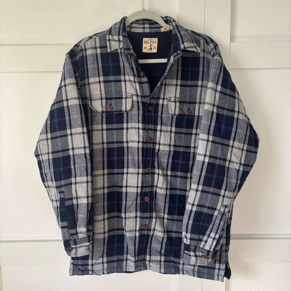 RedHead Navy and Gray Plaid Casual Shirt